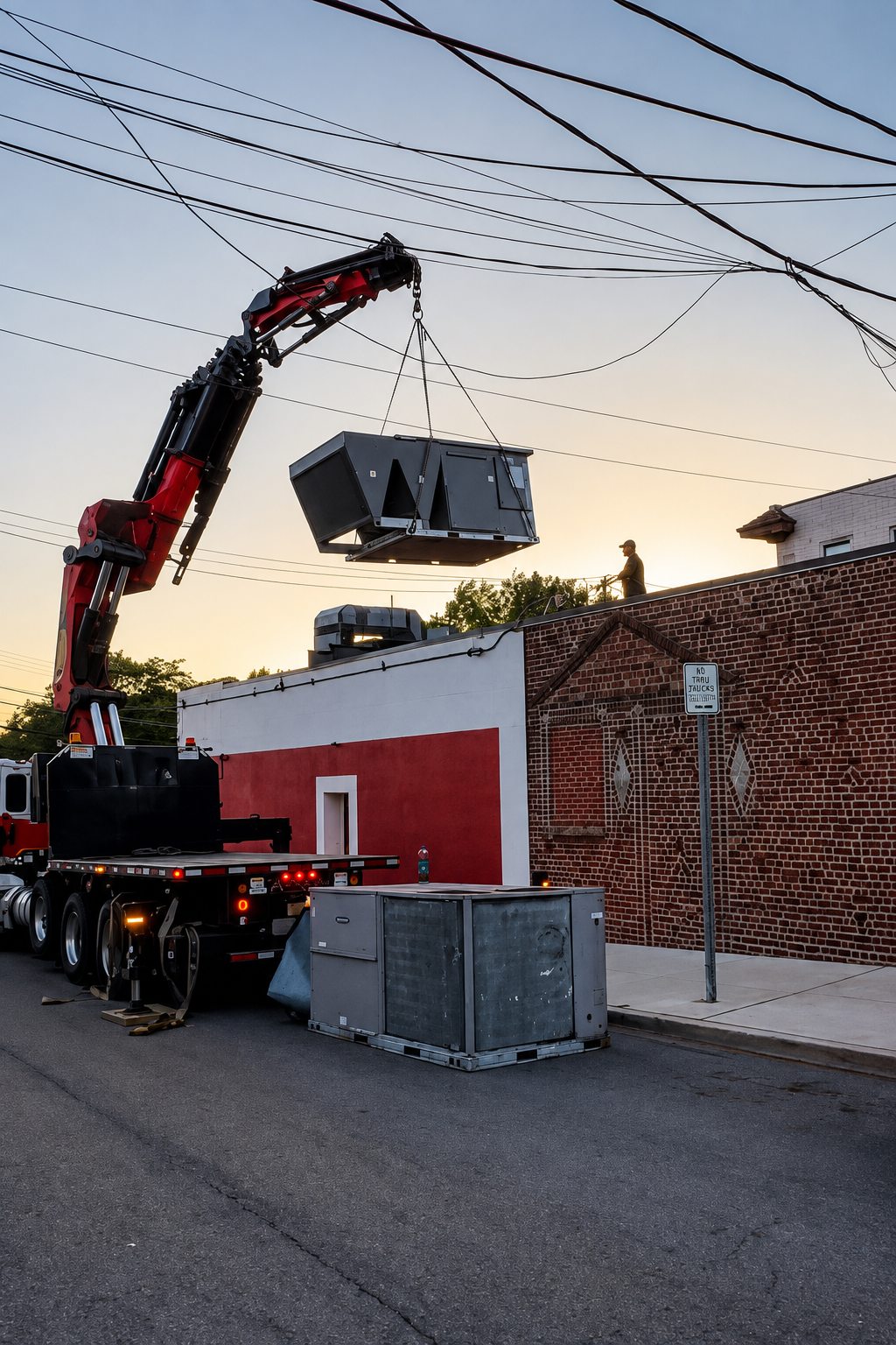 AD Air Technical crane lifting rooftop unit